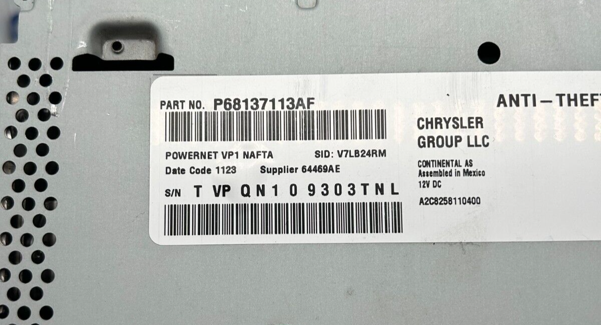 2013 RAM 3500 OEM Multi Media Bluetooth Radio MOPAR 68137113AF