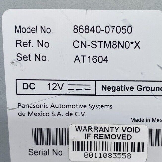 2019 Toyota Avalon Navigation Control Module (86840-07050)
