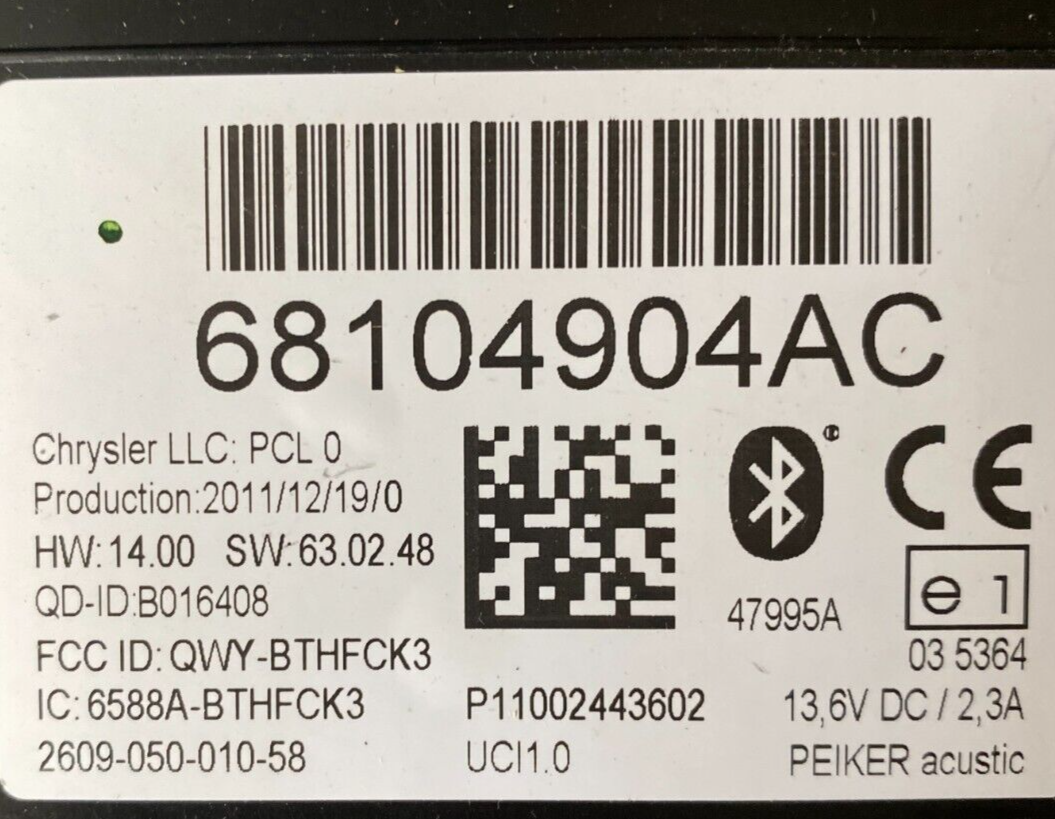 2011- 2018 Chrysler Dodge Jeep RAM Uconnect Module (68104904AC)