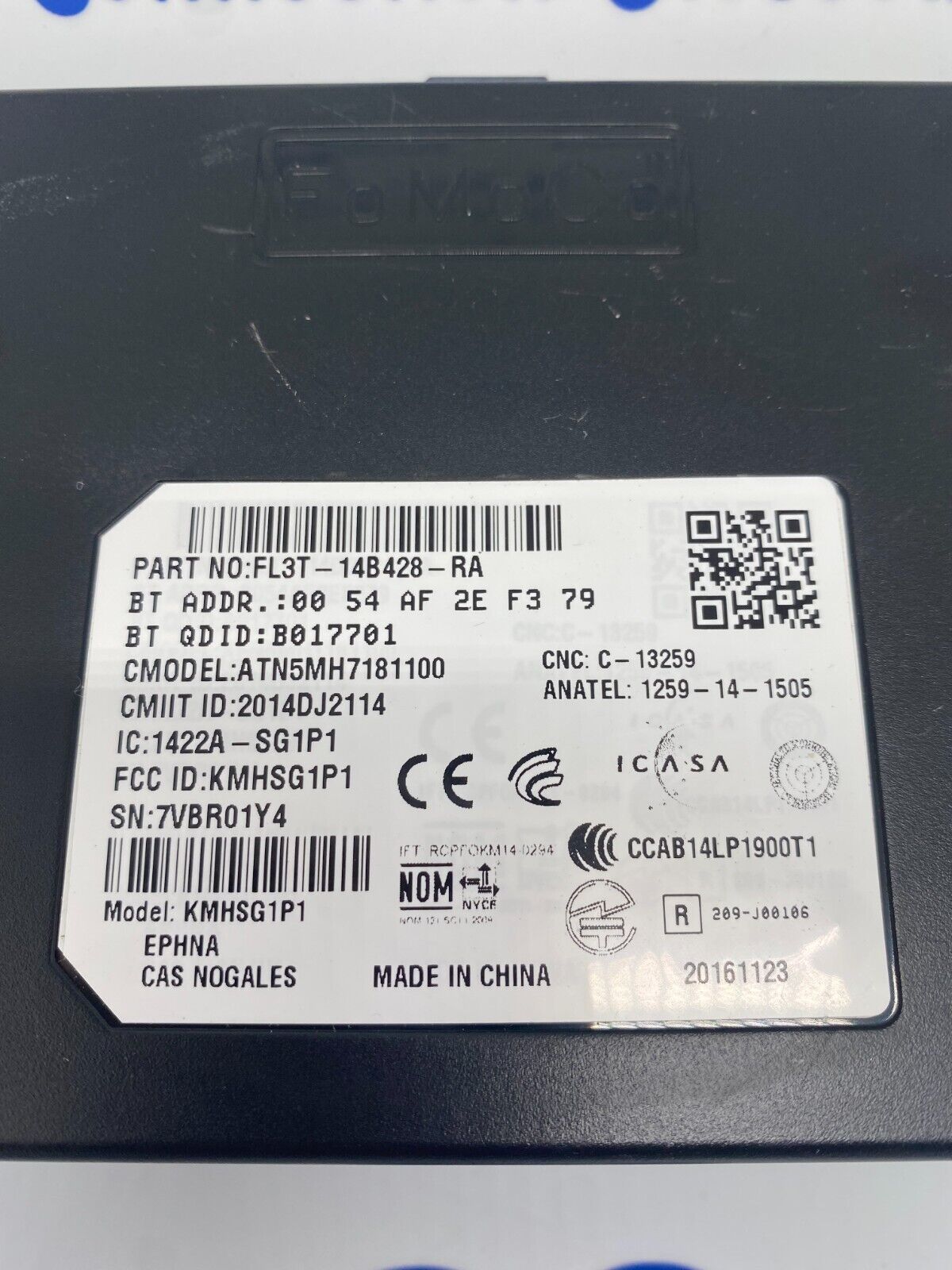2015 Ford F-150 Communication Sync Control Module ECU (FL3T-14B428-RA)