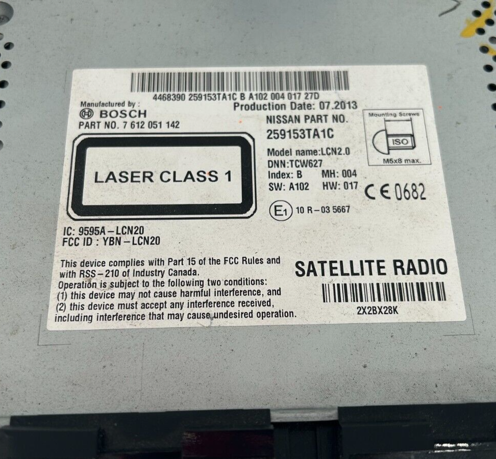 2013- 2016 Nissan Altima Touch Screen NAV AM/FM XM Receiver OEM (25915-3TA1C)