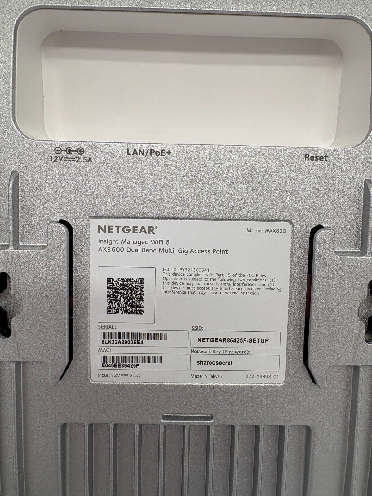 NETGEAR Wireless Access Point (WAX620) - Wi-Fi 6 Dual-Band AX3600 Speed   Up to