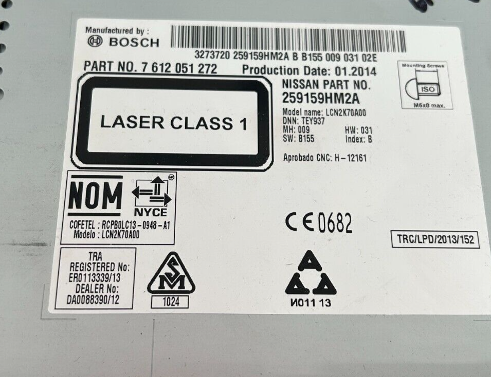 Nissan Altima Bosch OEM Navigation Satellite Radio Receiver 259159HM2A