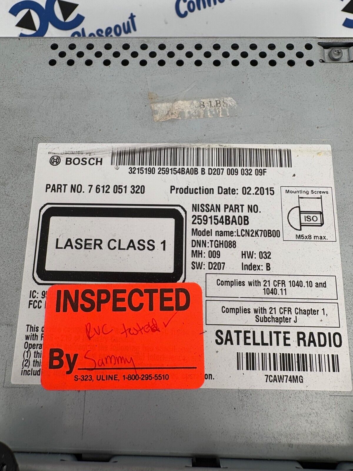 2014- 2017 Nissan Rogue AM FM XM Radio CD Player NAV Receiver (259154BA0B)