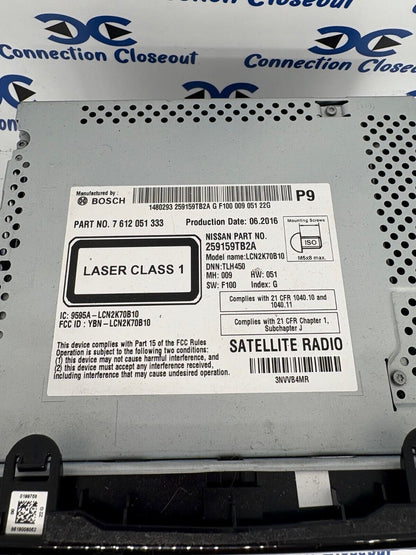 2016- 2018 Nissan Rogue  OEM/Navigation/AM FM XM Radio CD Player 259159TB2A 